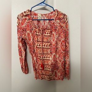 Size M. Long Sleeve Blouse. Lightweight material. Pink Paisley design.